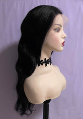 Long Black Beach Wave HD Swiss 13x4 Front Lace Human Hair Wig